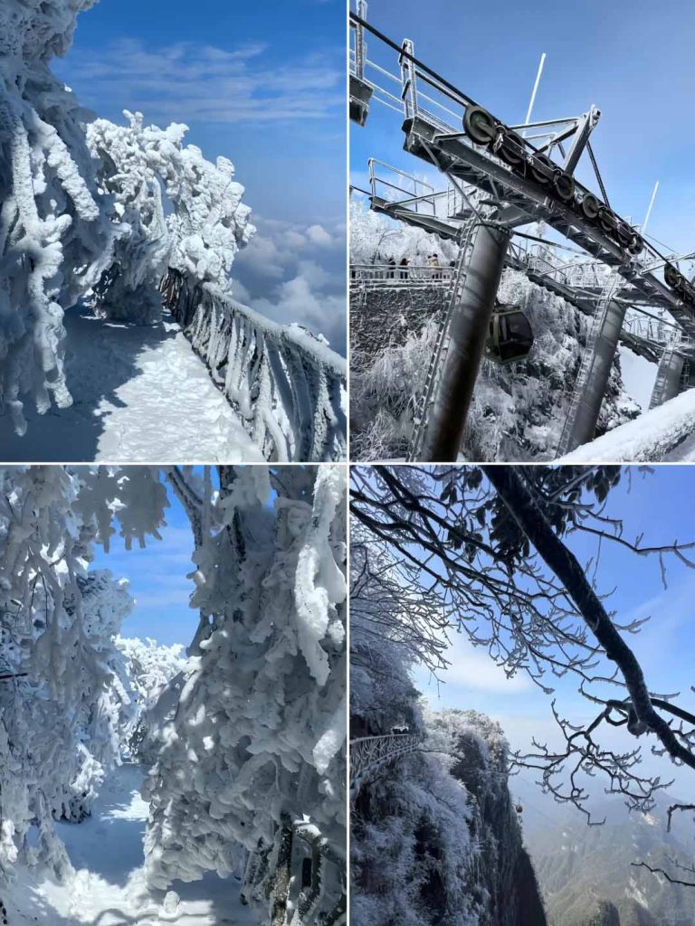 张家界天门山雪景雾凇