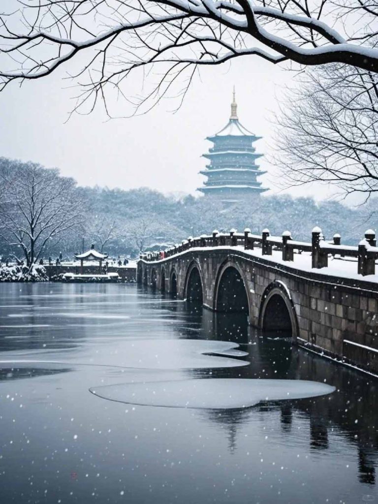 杭州西湖断桥残雪
