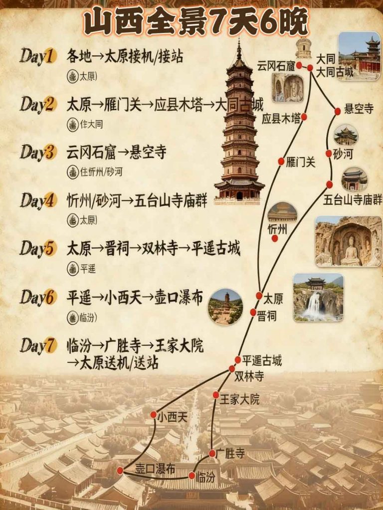 山西全景7天6晚游