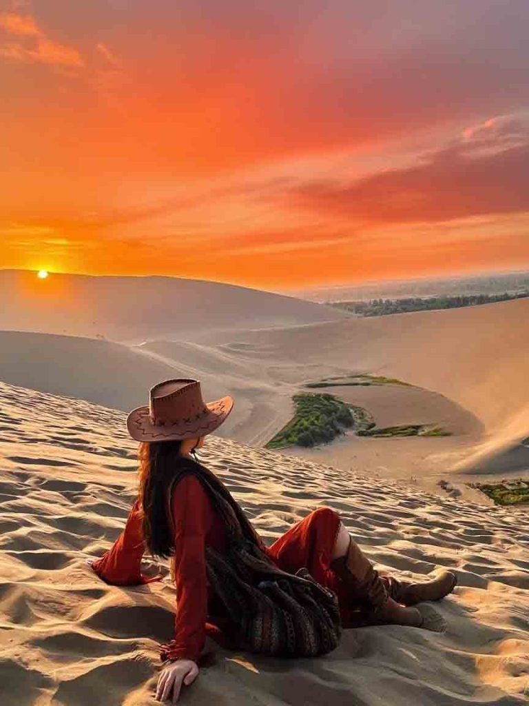 鸣沙山月牙泉日落